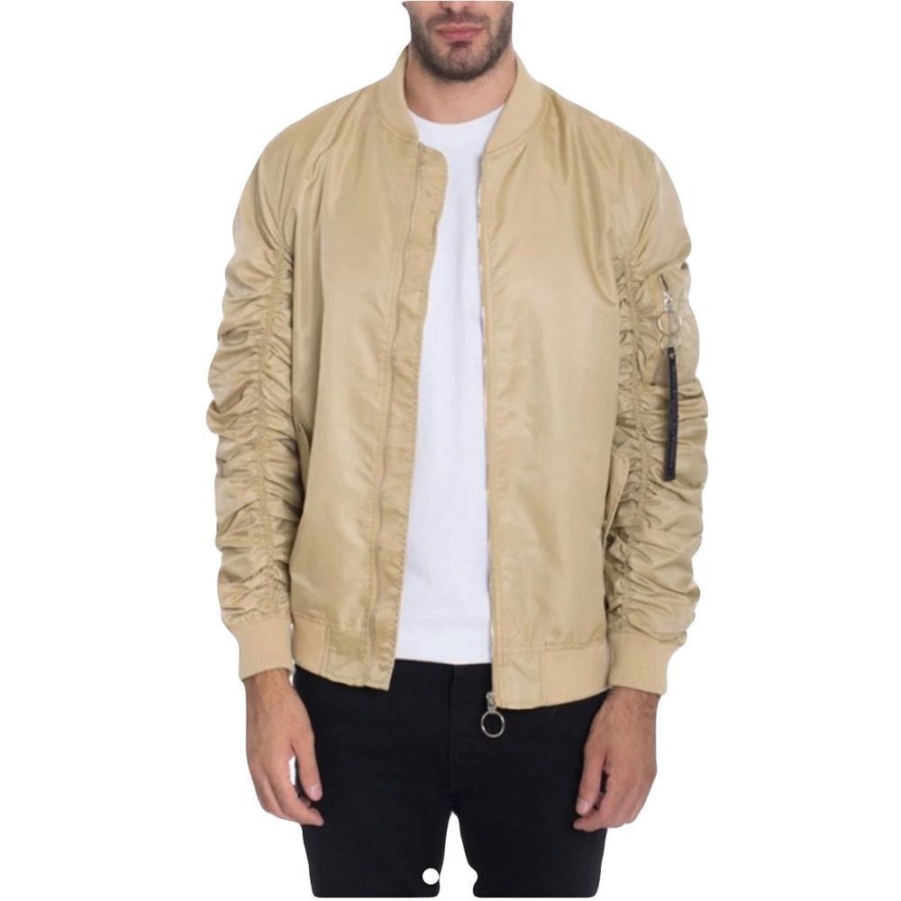 New Men’s Gold Tan Bomber Jacket Size Large Utility Streetwear